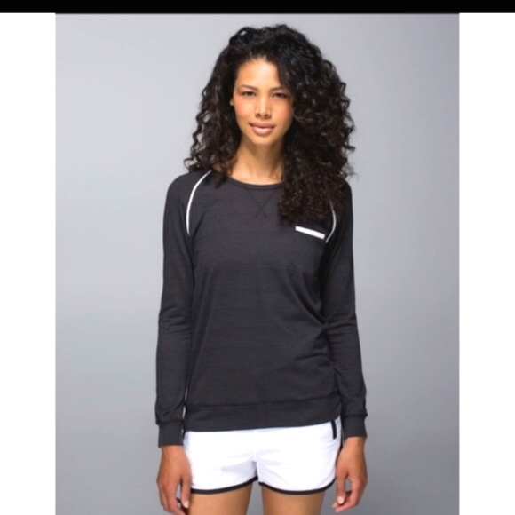 lululemon athletica Tops - Lululemon | Weightless Black Crew with Reflective Stripes